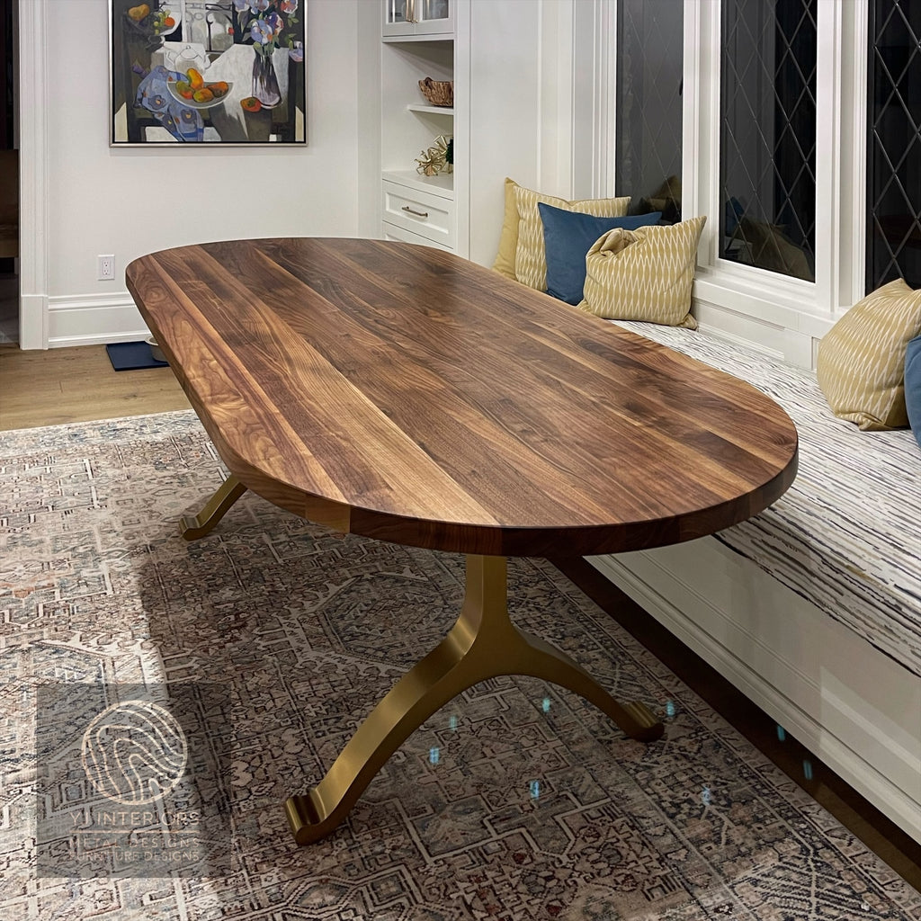 bronze oval wishbone dining table