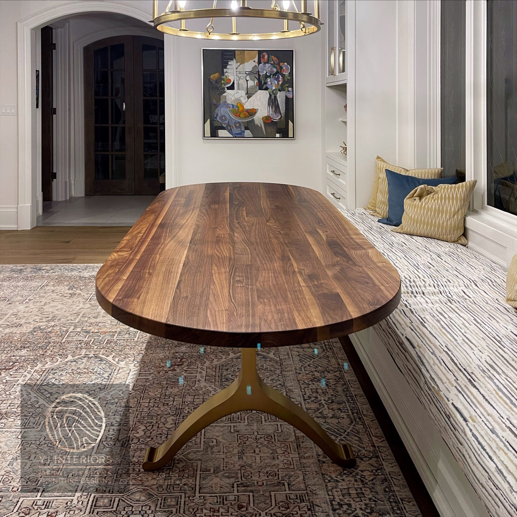 bronze oval wishbone dining table
