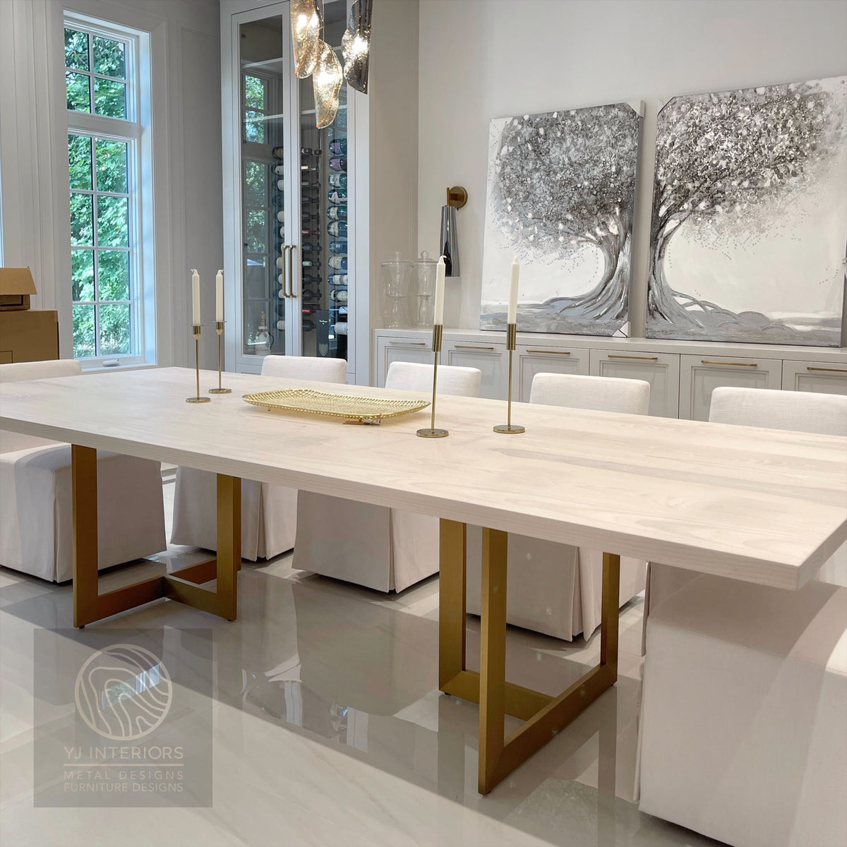 Cashmere White Brass Trio Table – yjinteriors