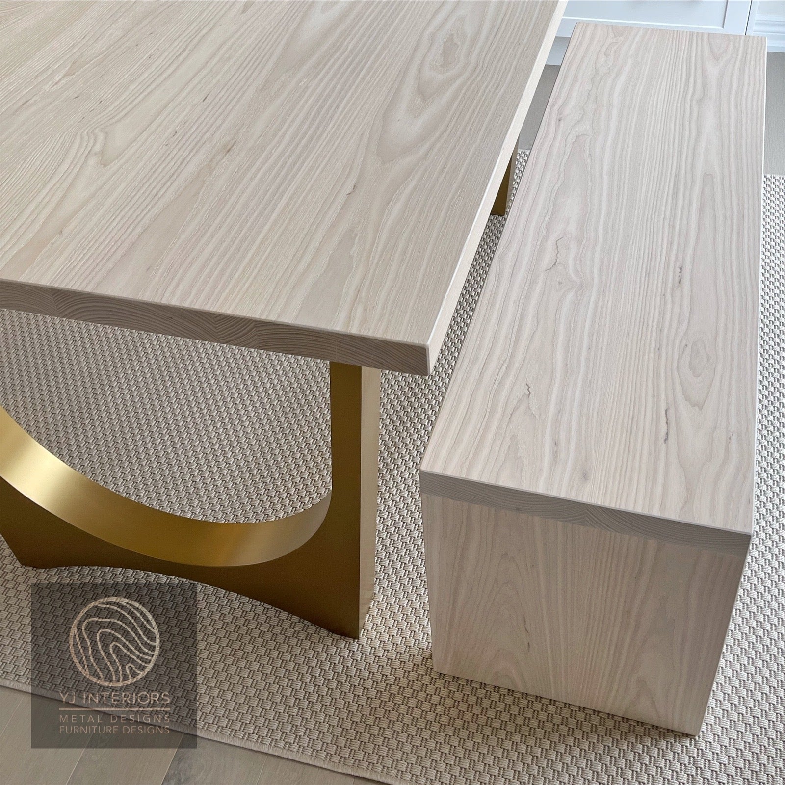 Bleached wood  bench, dining bench, made-to-order wood furniture