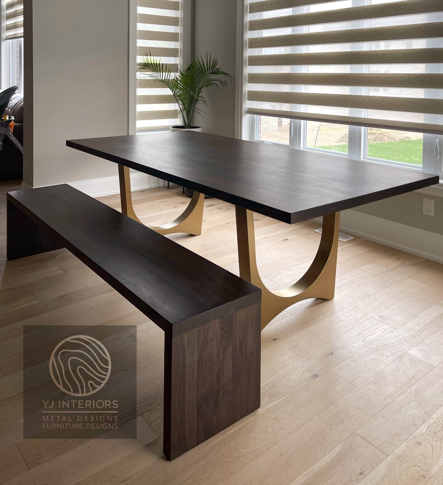 Custom charcoal walnut bench, 72-inch dining bench, made-to-order wood furniture