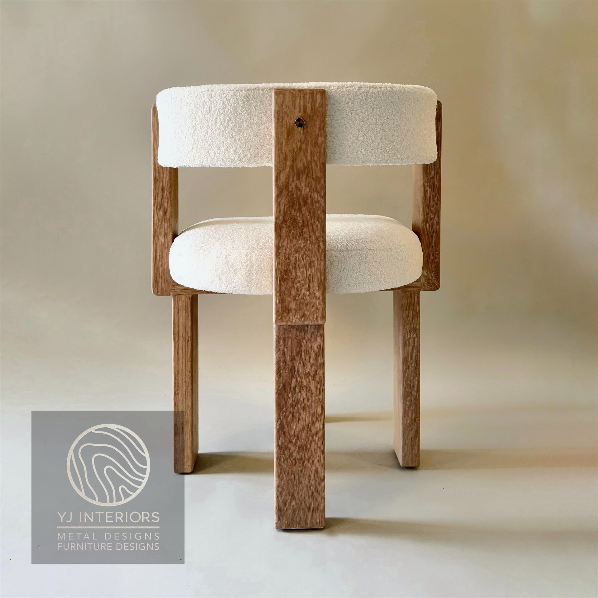 The Emmy Dining Side Chair - White washed Oak and Boucle