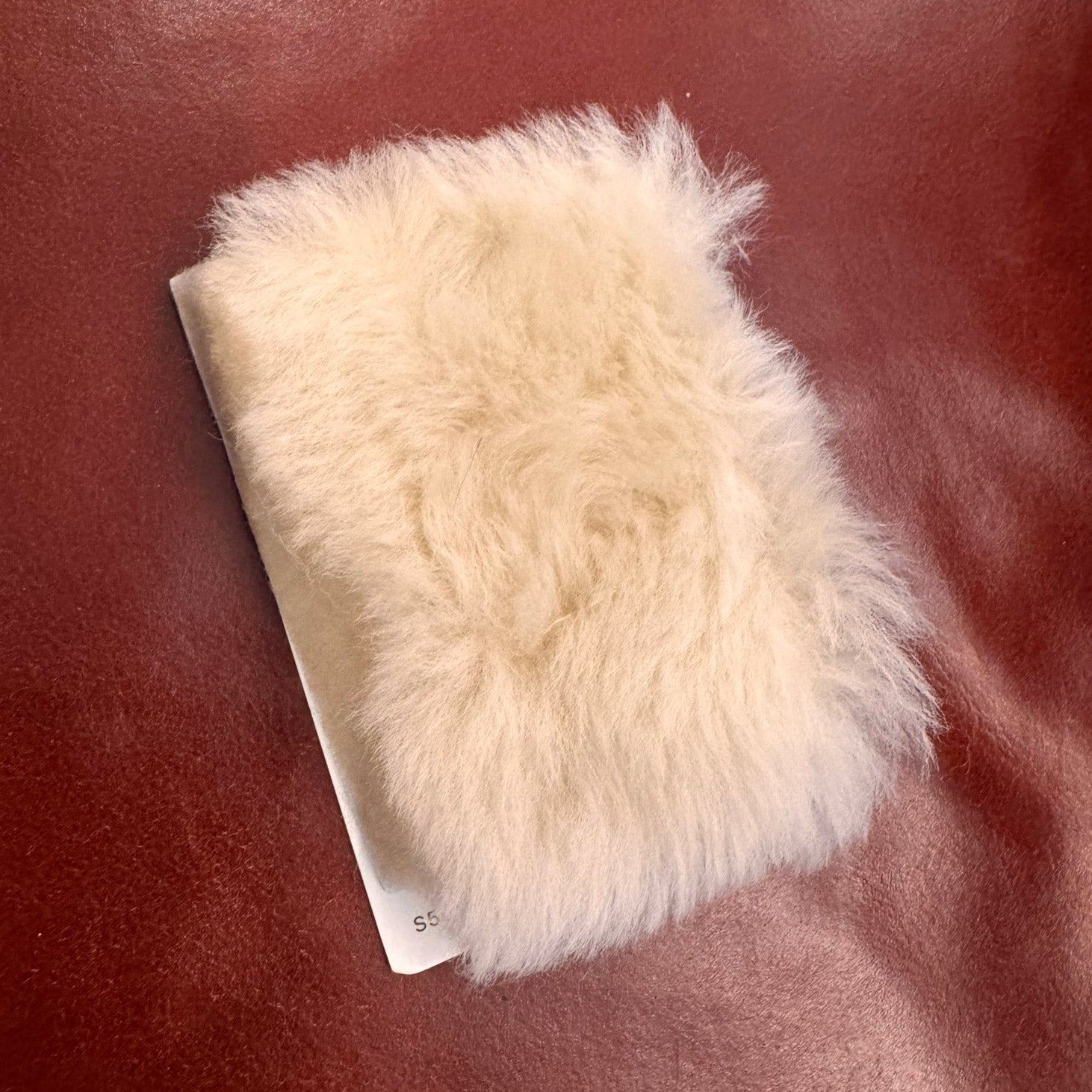 The Ren Upholstered Counter Stool (COL) - Sheepskin Shearling and Oak