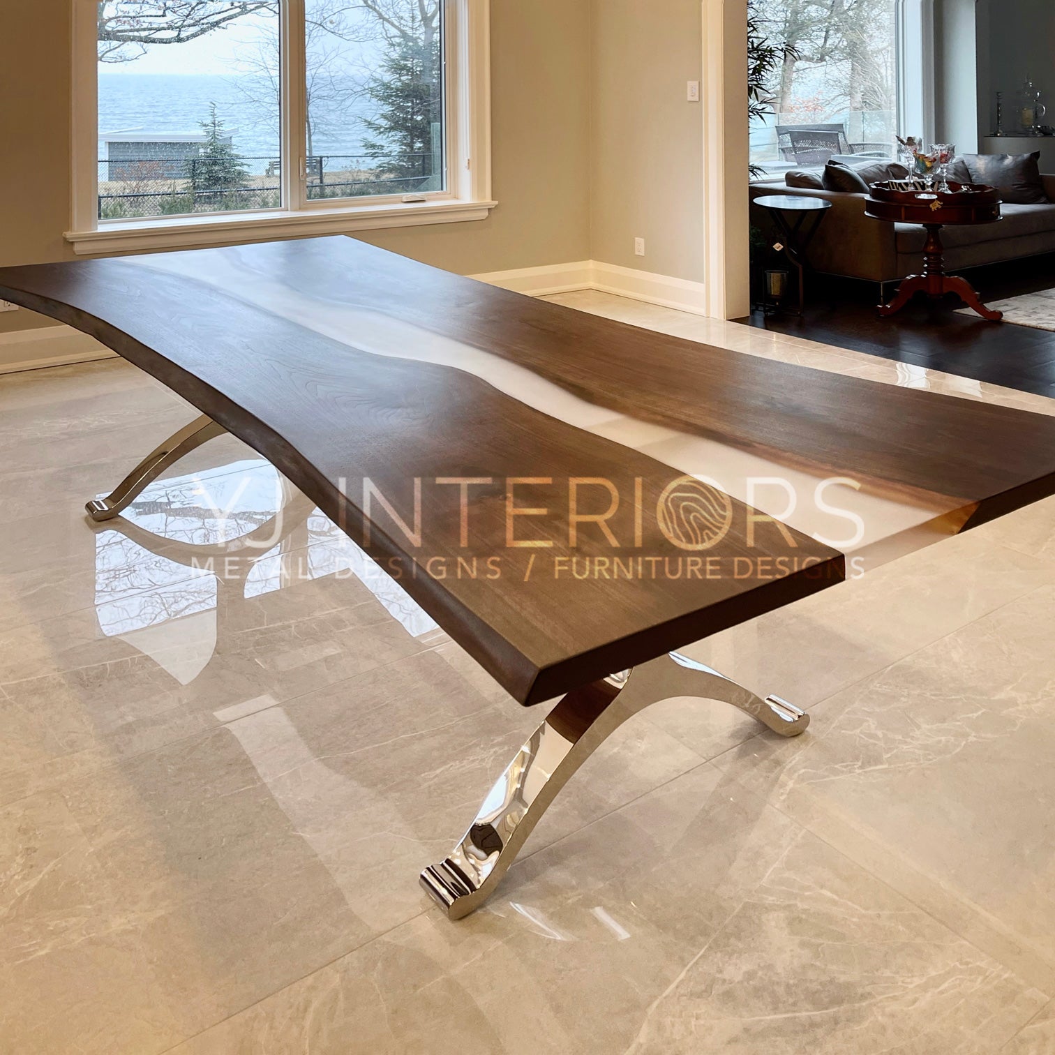 Mirror chrome Y-shape wishbone table legs 29x28