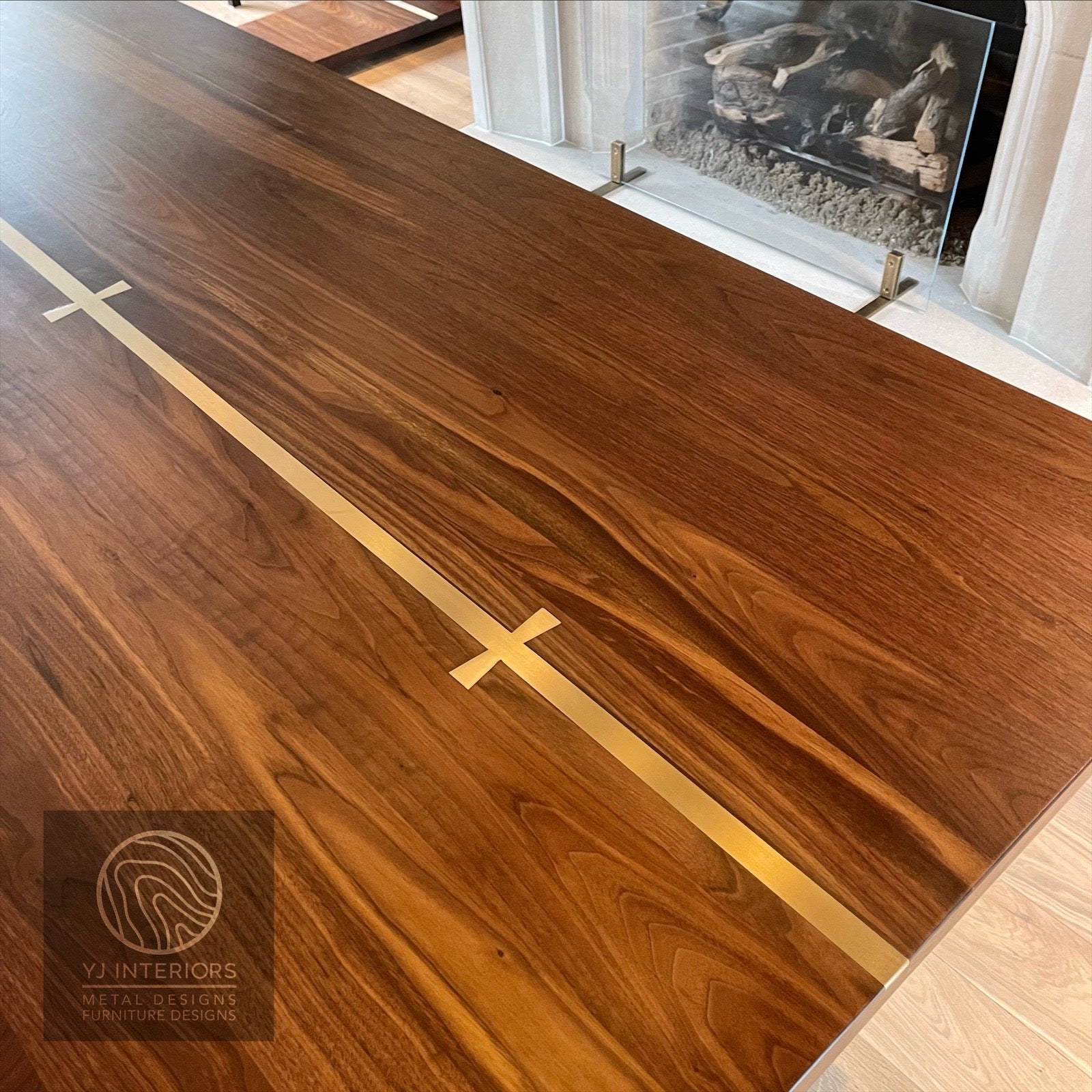 Black Walnut Brass Inlay Wishbone Table