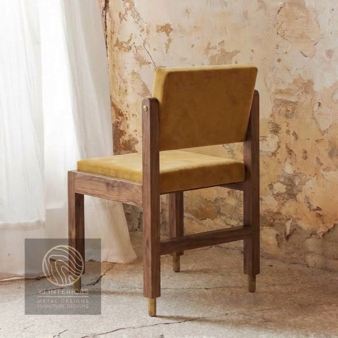 The Kodi Dining Side Chair - Mustard Velvet