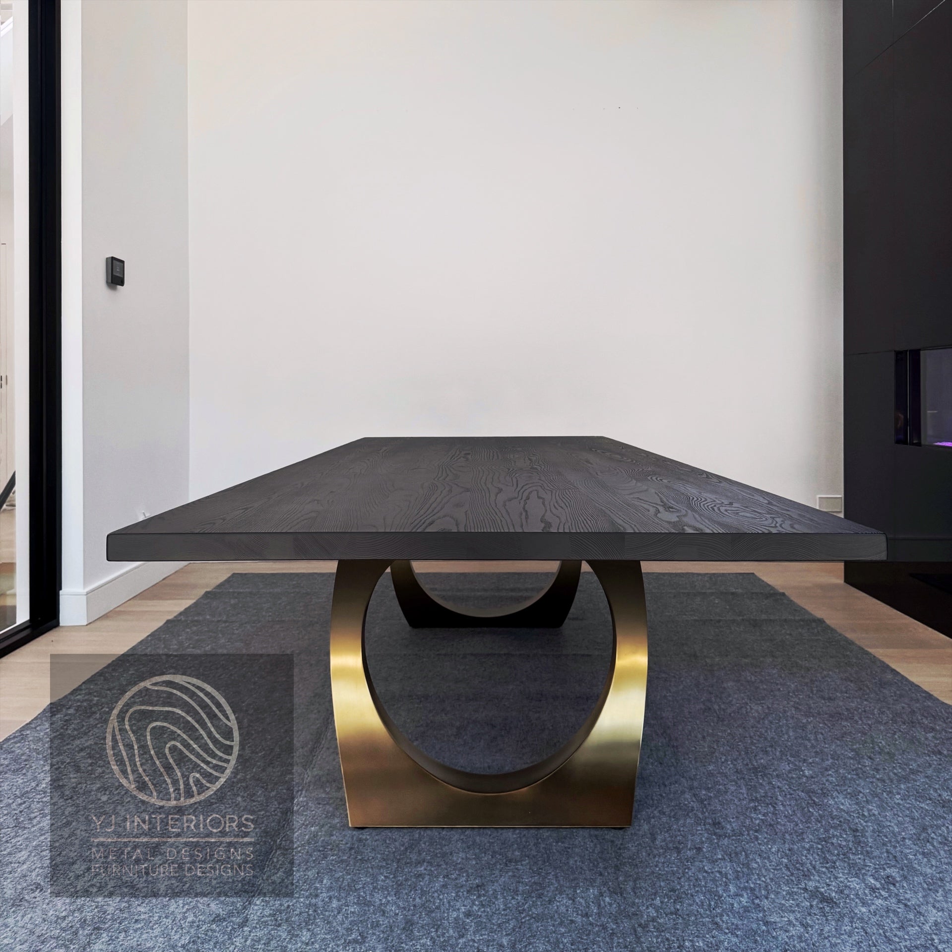 brass black oak table