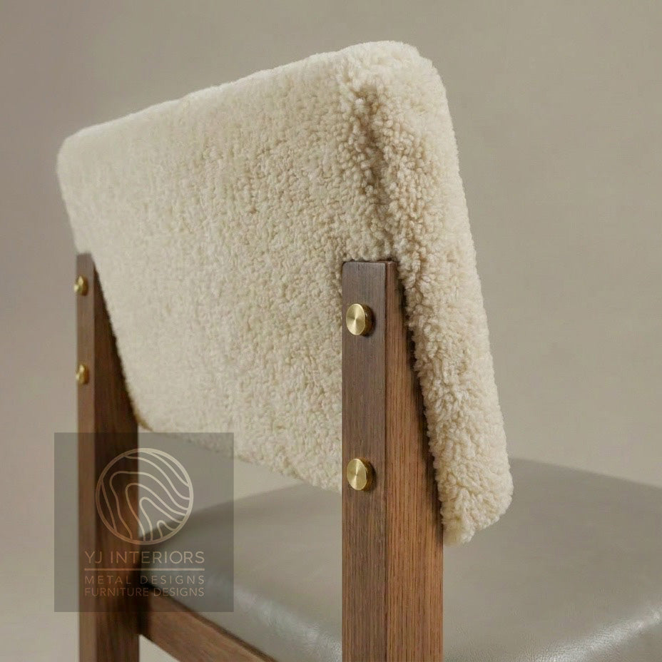 The Ren Dining Side Chair (COL) - Sheepskin Shearling and Leather