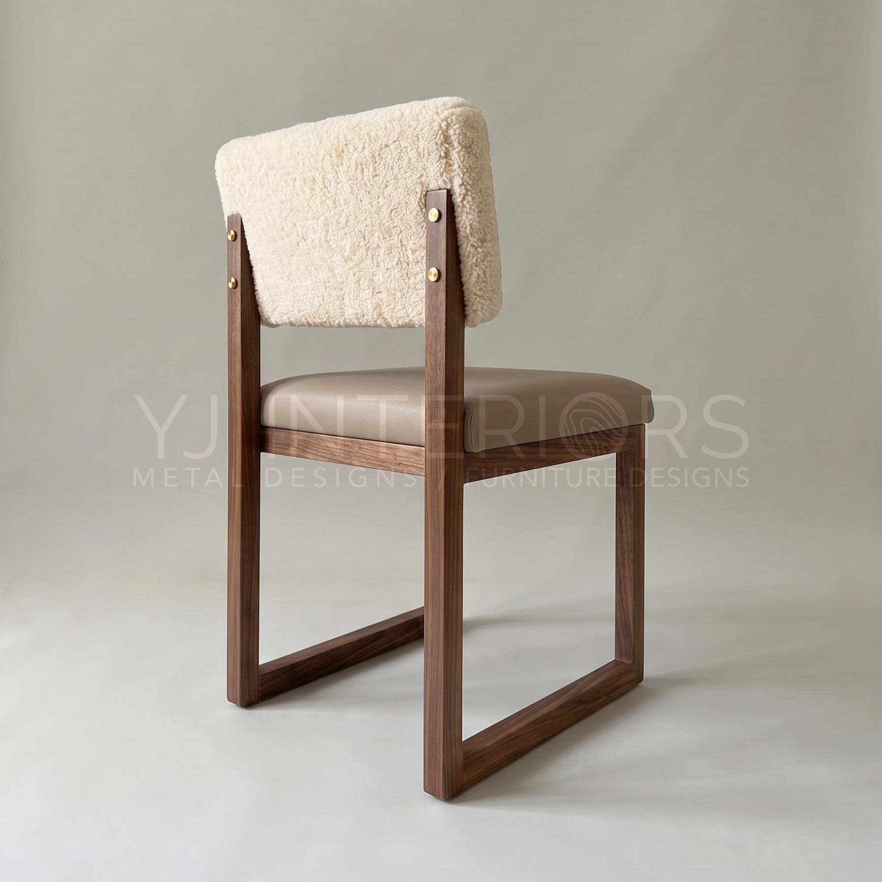 The Ren Dining Side Chair (COL) - Sheepskin Shearling and Leather