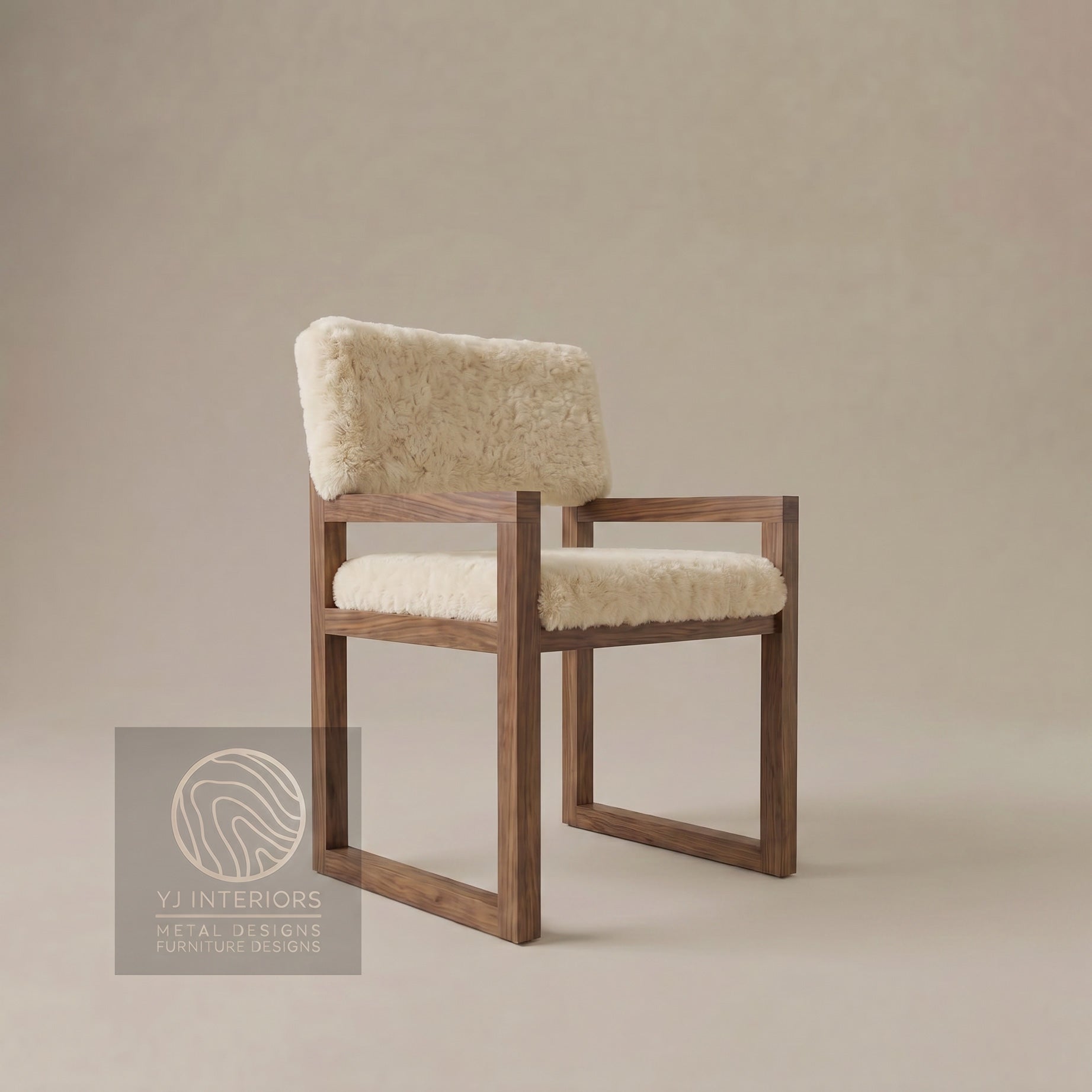 The Ren Dining Chair with Arms (COL) - Sheepskin Shearling