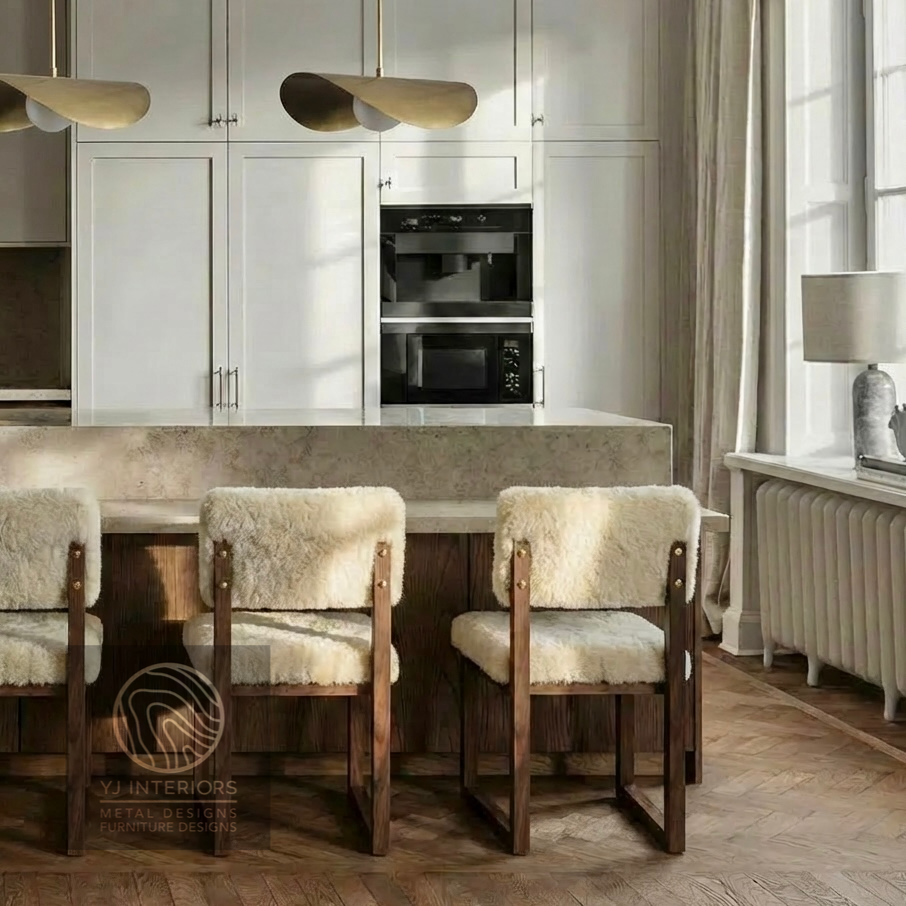 The Ren Dining Side Chair (COL) - Sheepskin Shearling