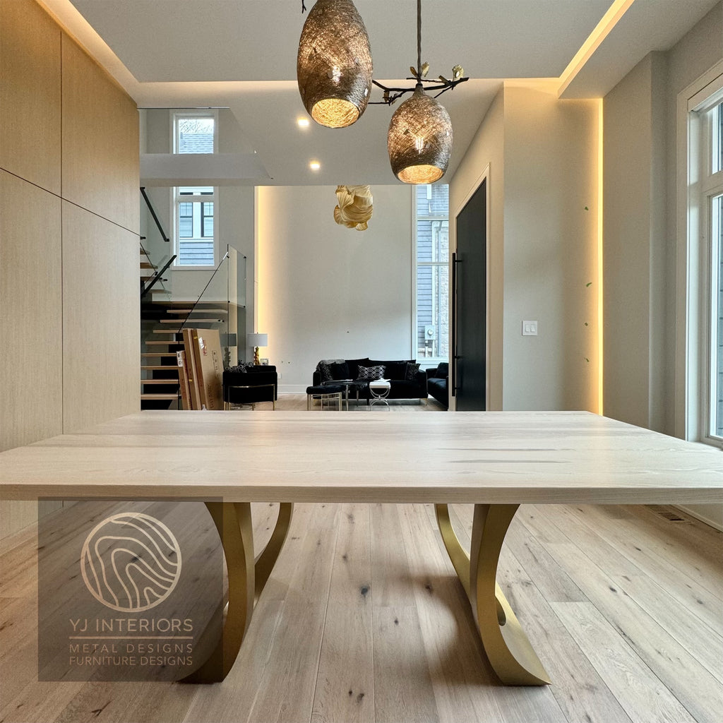 white ash brass halo table