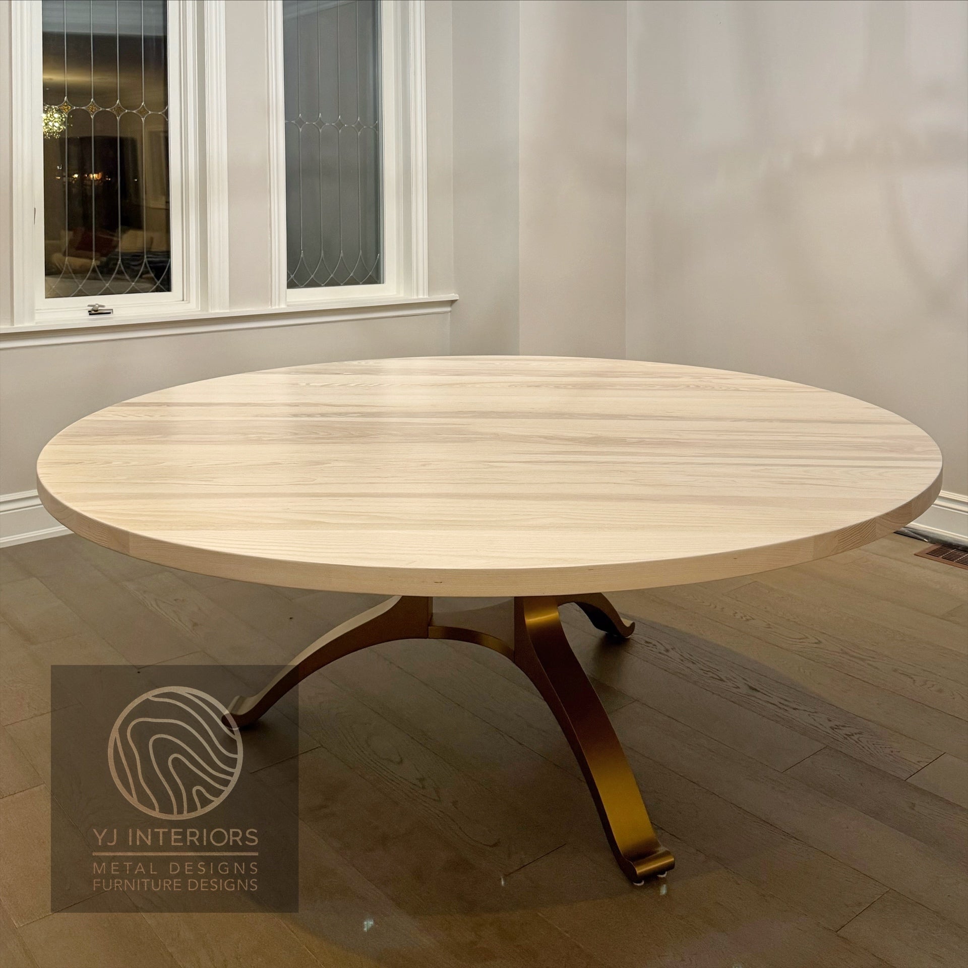 Cashmere White Brass Tripod Wishbone Table