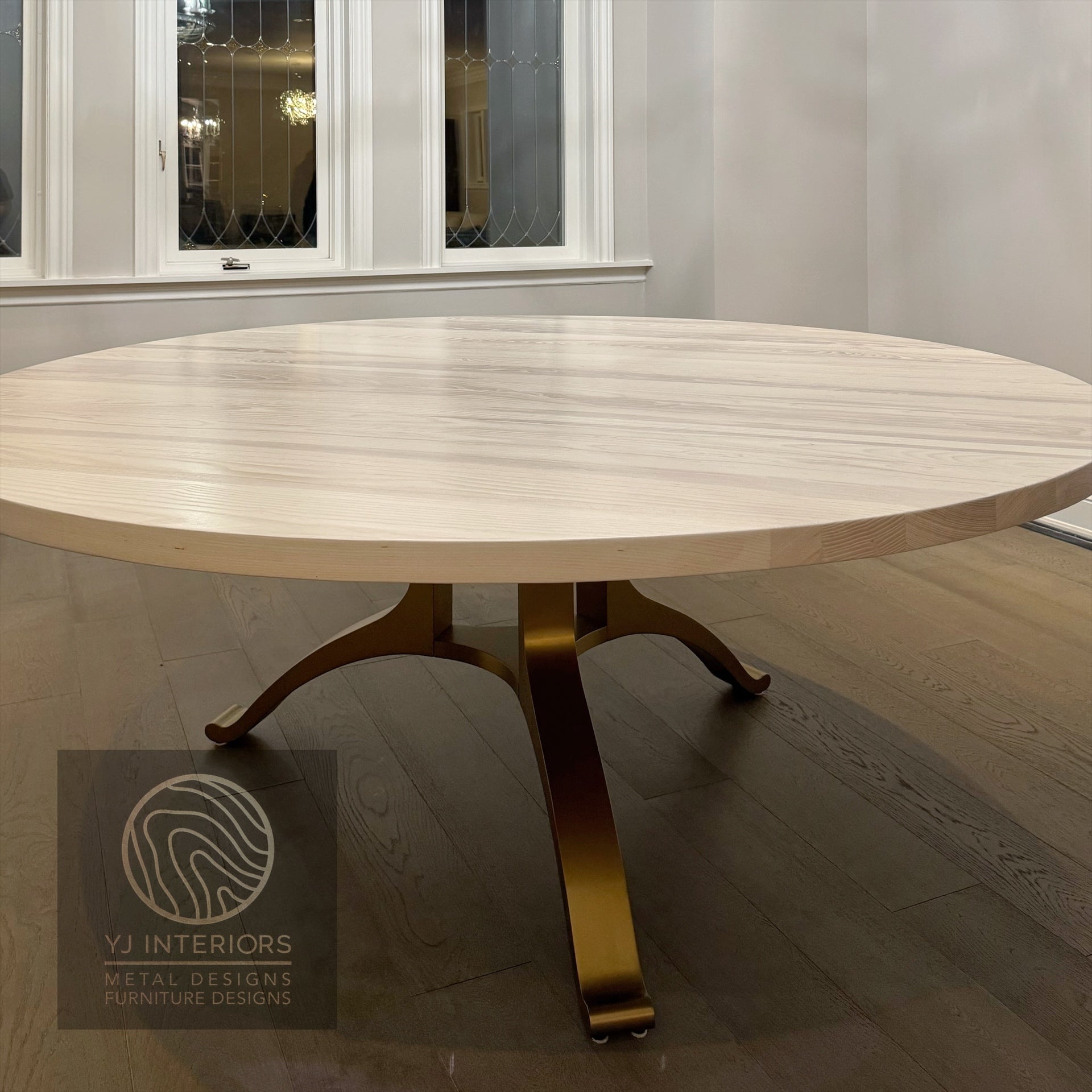 Cashmere White Brass Tripod Wishbone Table