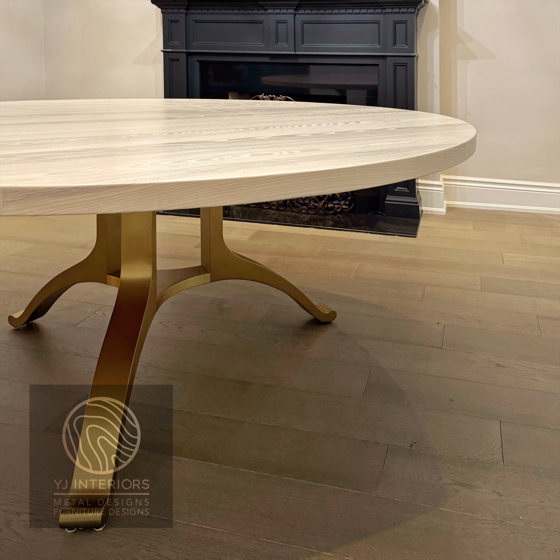 Cashmere White Brass Tripod Wishbone Table