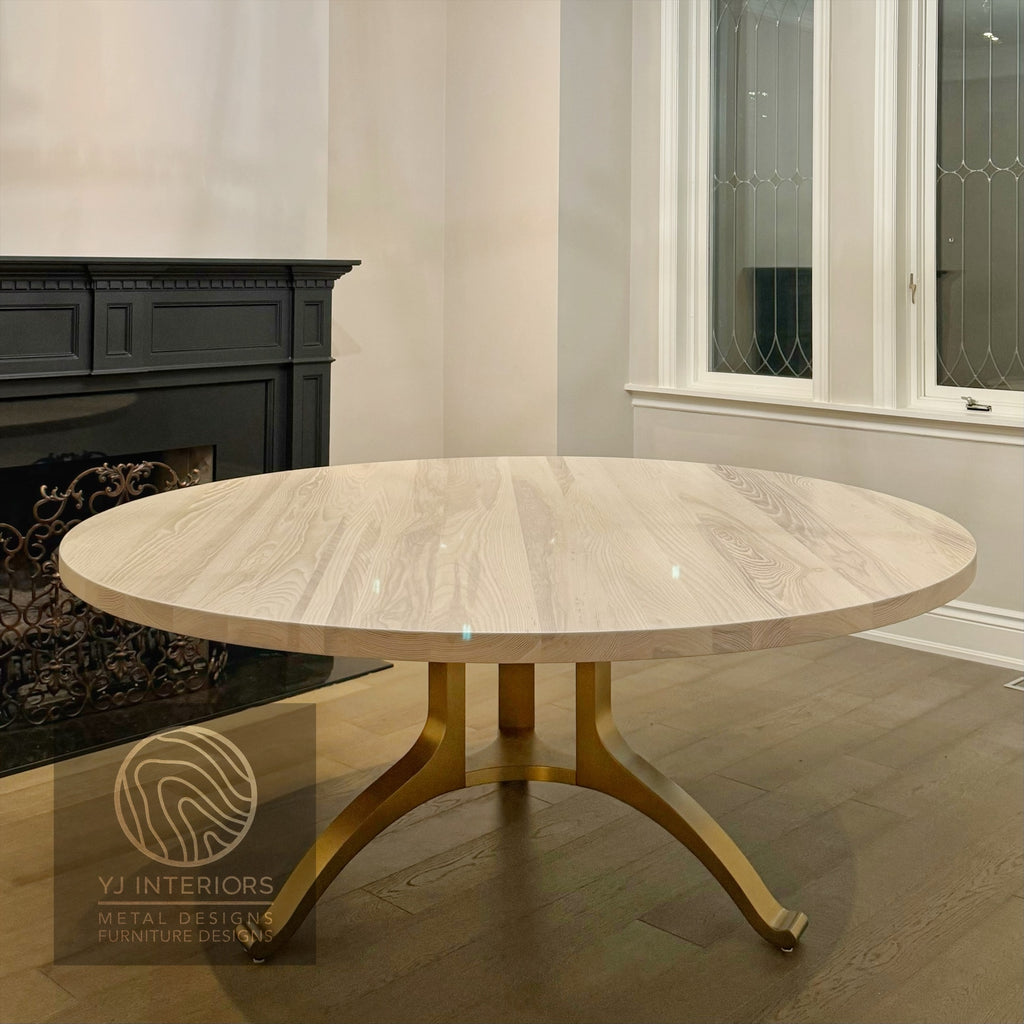 Cashmere White Brass Tripod Wishbone Table