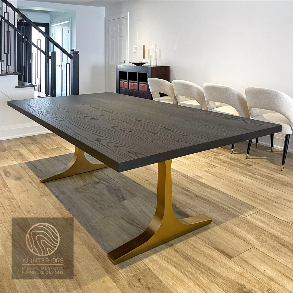 ebonized oak knight dining table