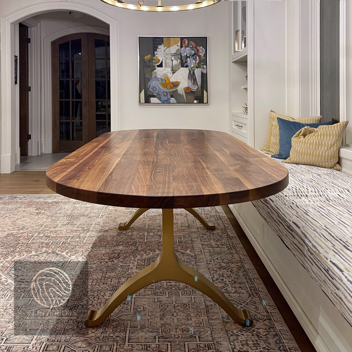 Oval Racetrack Bronze Walnut Wishbone Table – yjinteriors