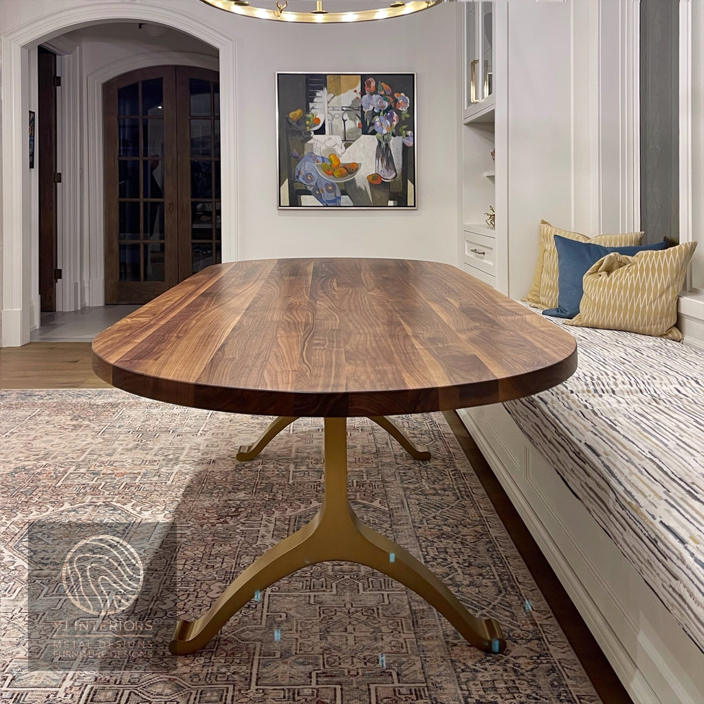 bronze oval wishbone dining table