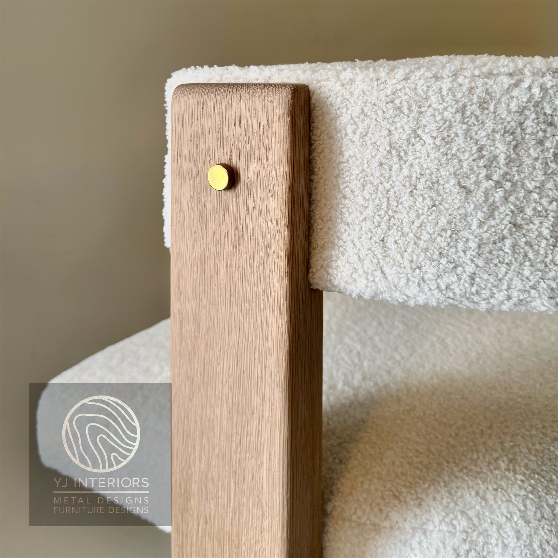 The Emmy Dining Side Chair - White washed Oak and Boucle