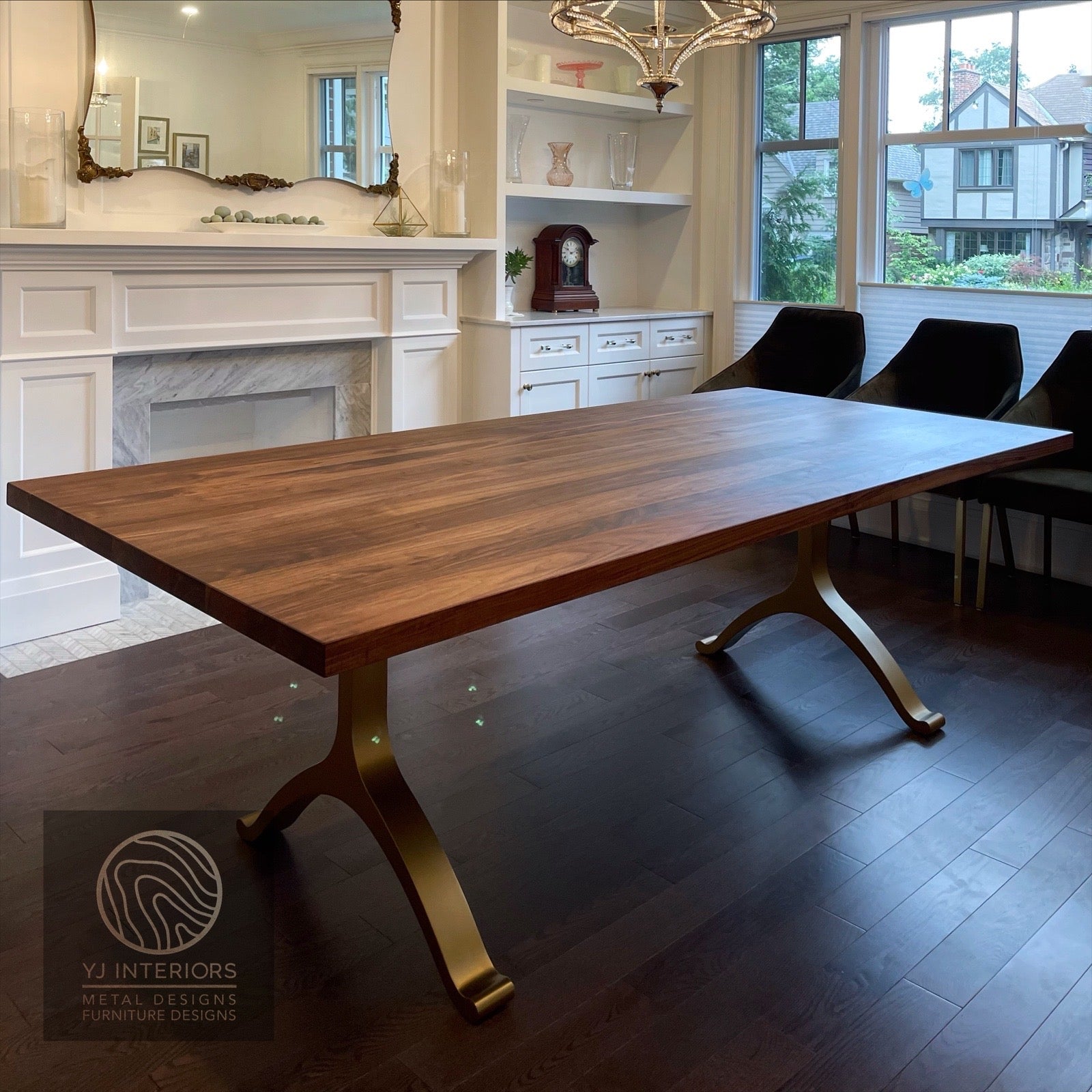 bronze wishbone dining table