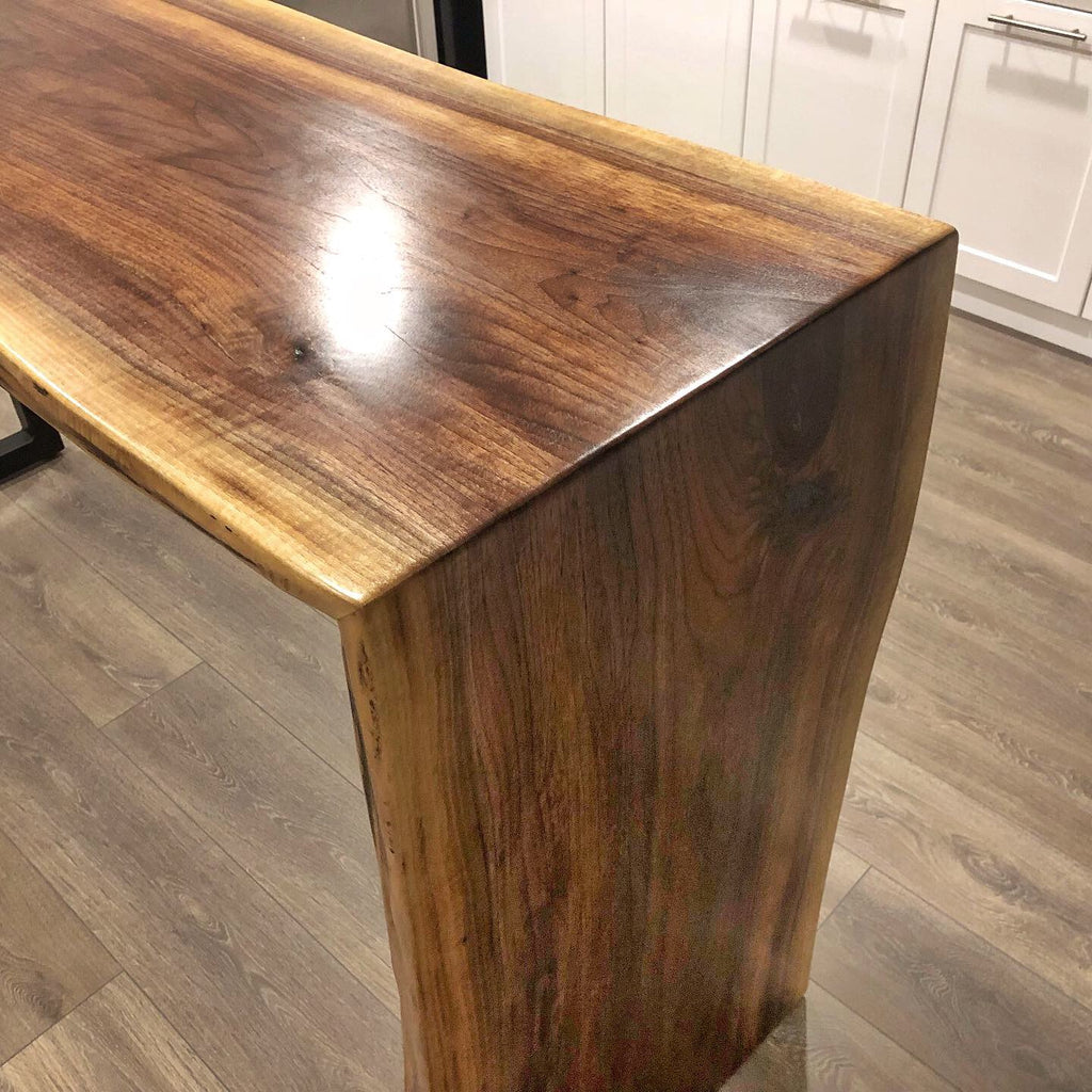 Live Edge Black Walnut Waterfall Bar Tables