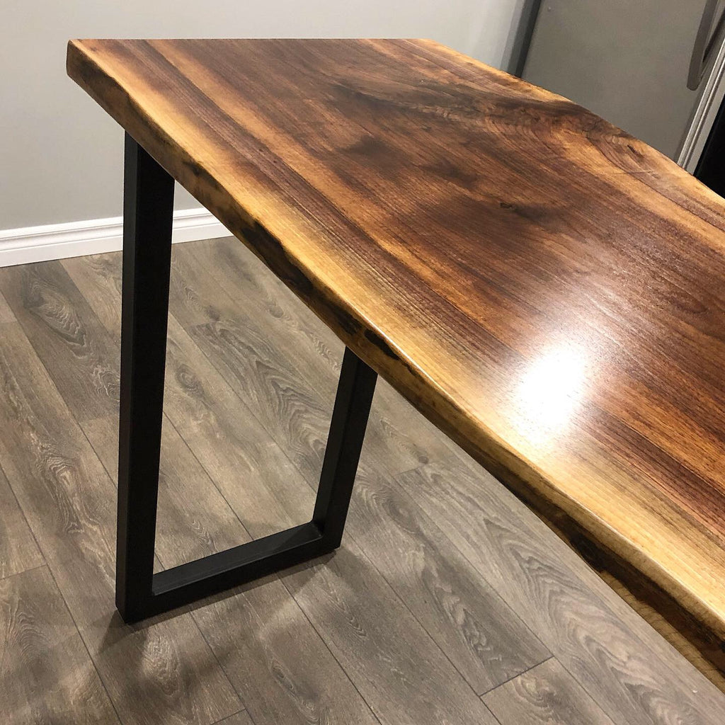 Live Edge Black Walnut Waterfall Bar Tables