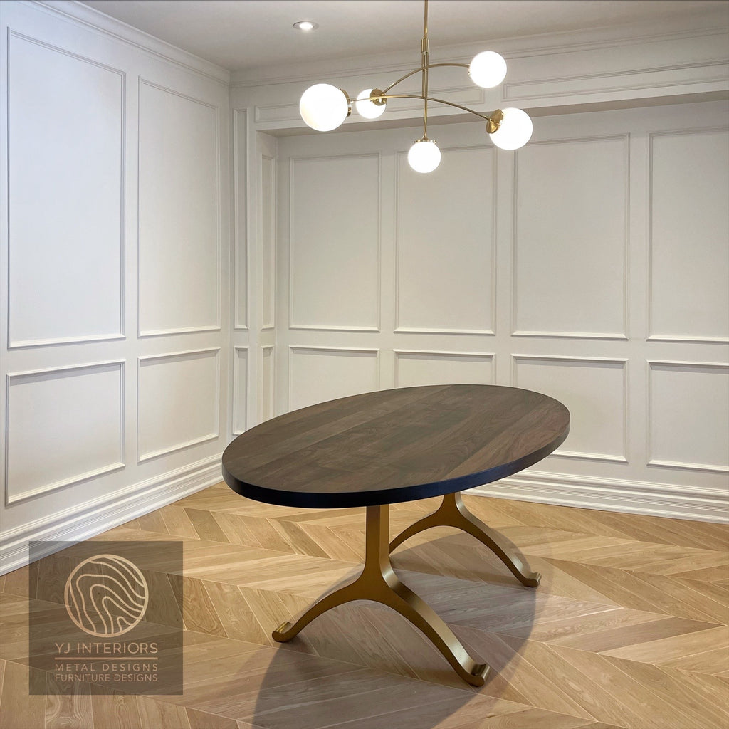 oval bronze wishbone dining table