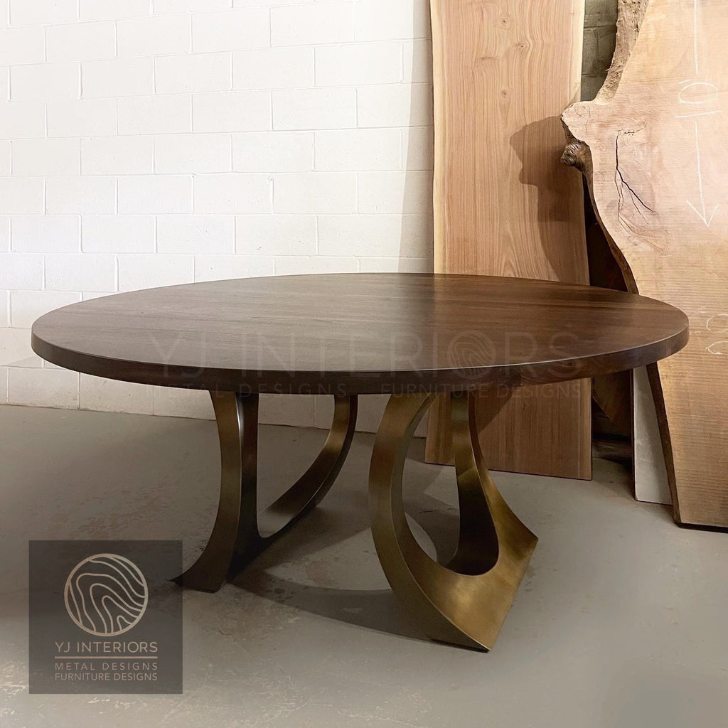 large round walnut table
