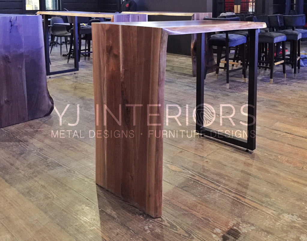 Live Edge Black Walnut Waterfall Bar Tables