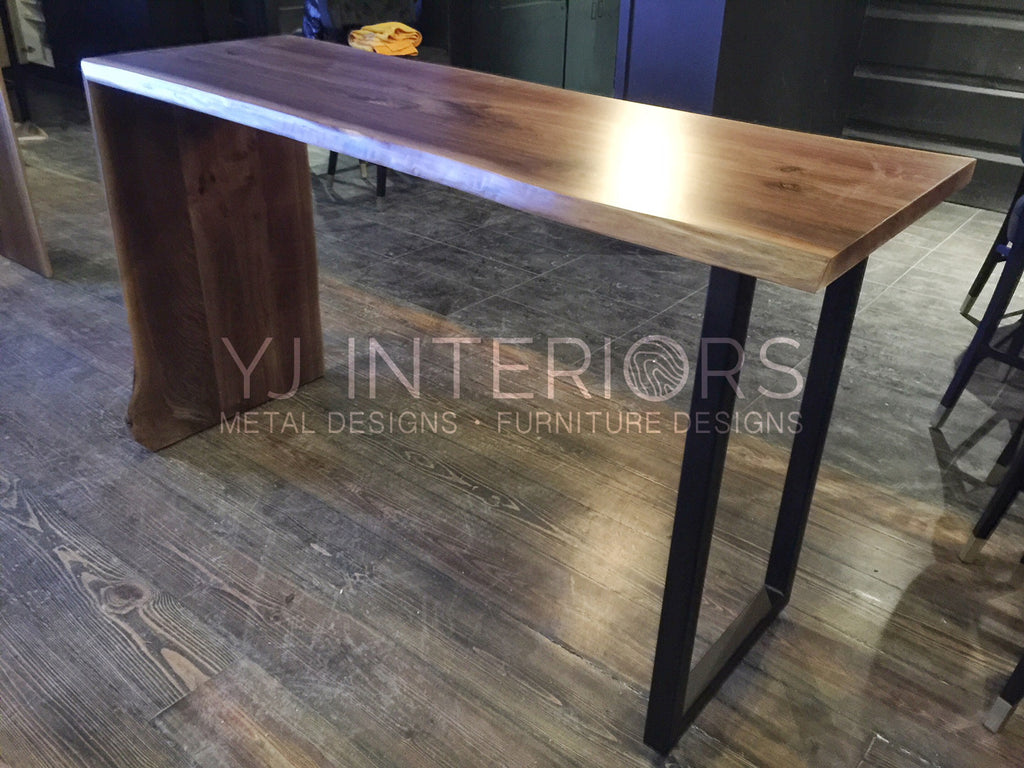 Live Edge Black Walnut Waterfall Bar Tables