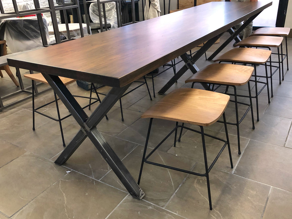 Espresso Maple Table & X Metal Legs