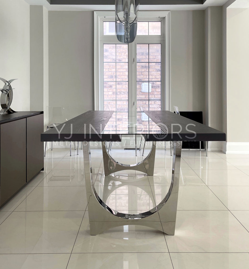 Stone Grey Glass Inlay Tunnel Table