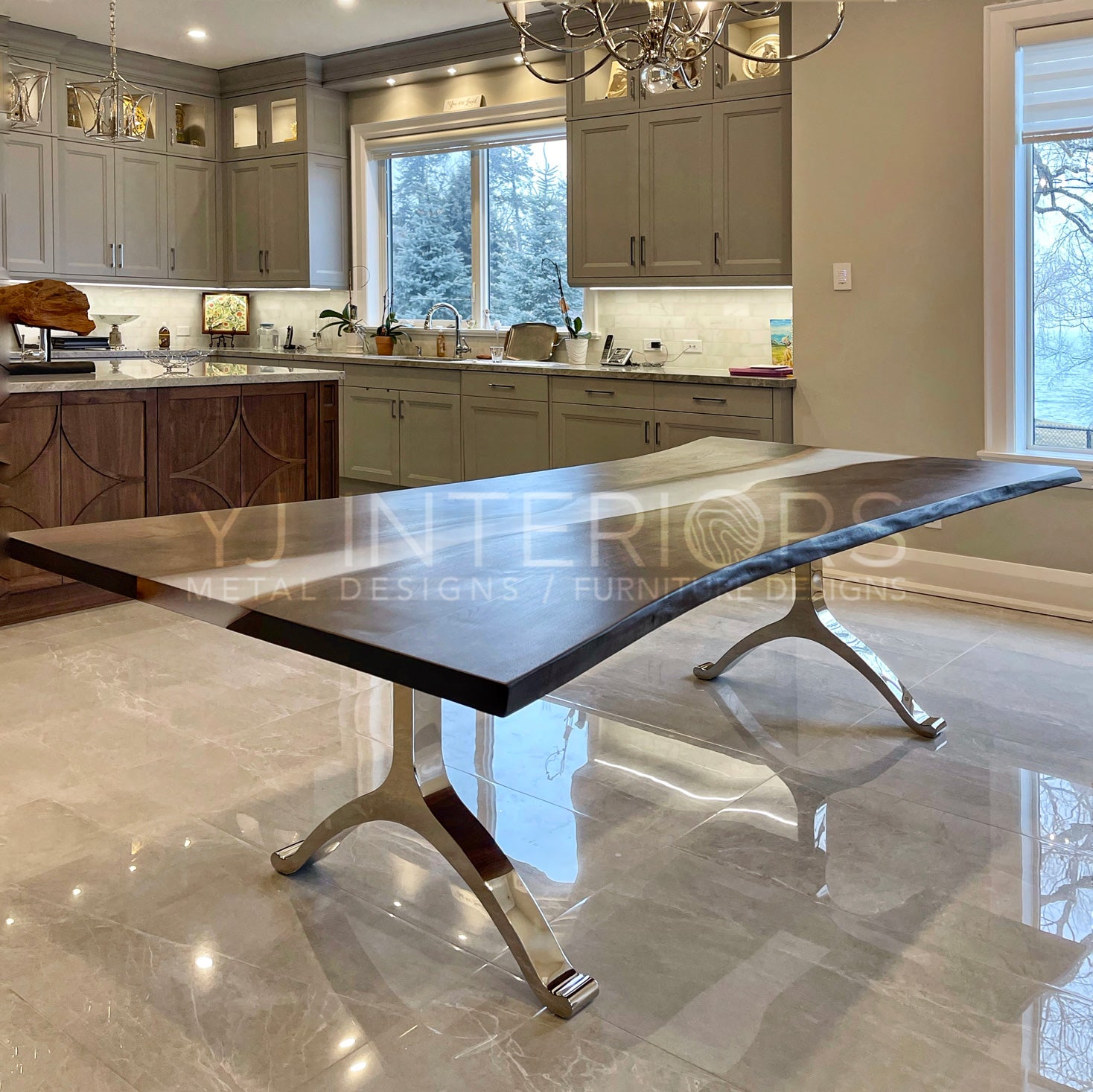 Charcoal Black Walnut River Table