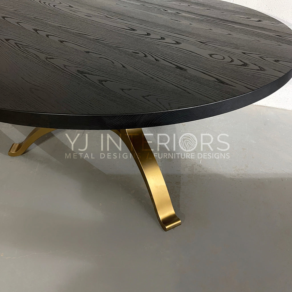 Carbon Black Brass Tripod Wishbone Table