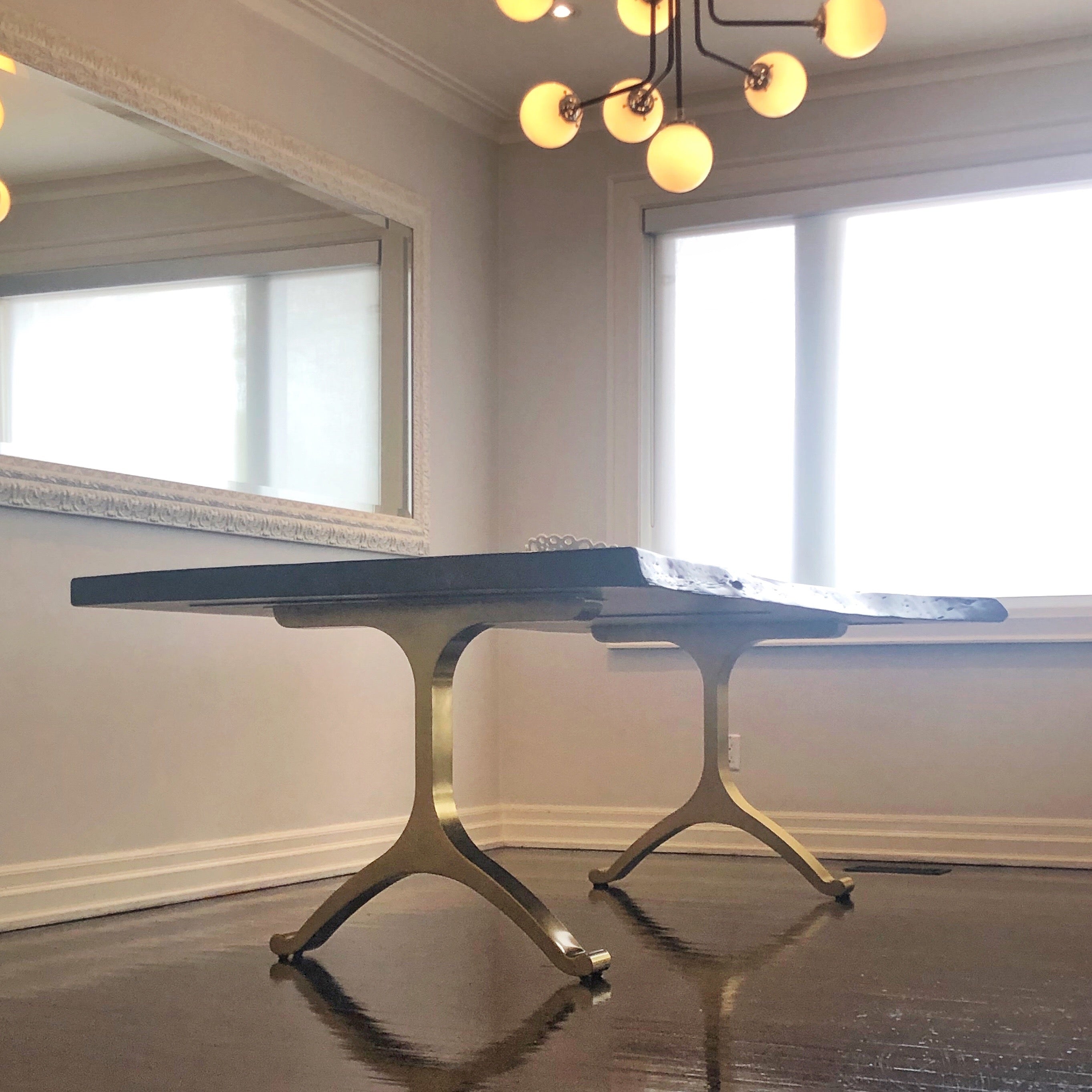 Live Edge Black Walnut Table & Wishbone Legs