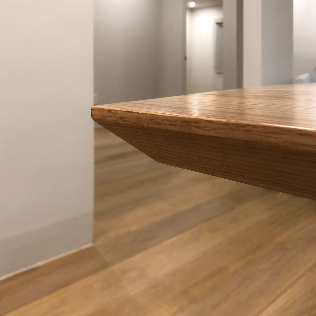 Bevel Edge White Oak Table & White U Frame Legs