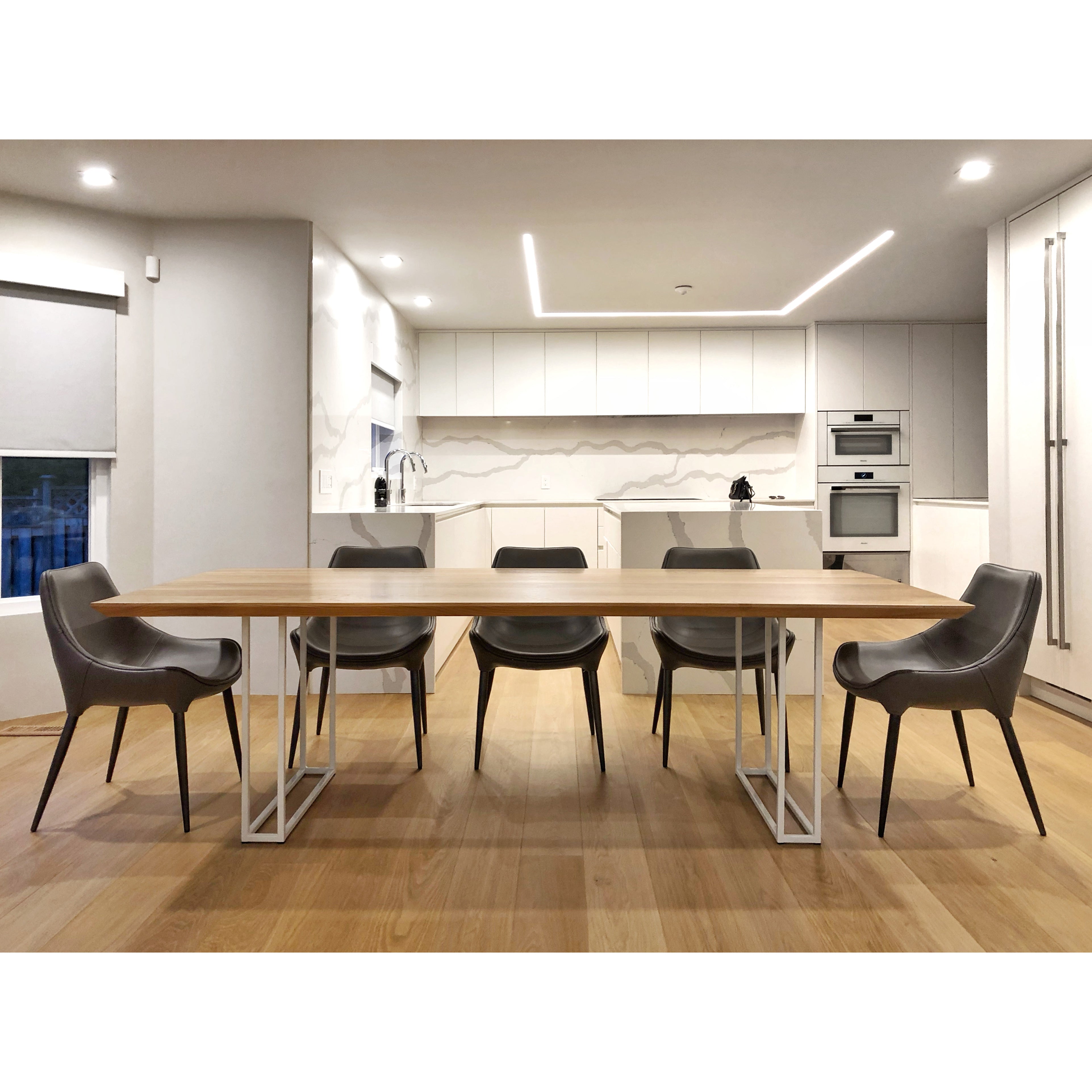 Bevel Edge White Oak Table & White U Frame Legs – yjinteriors