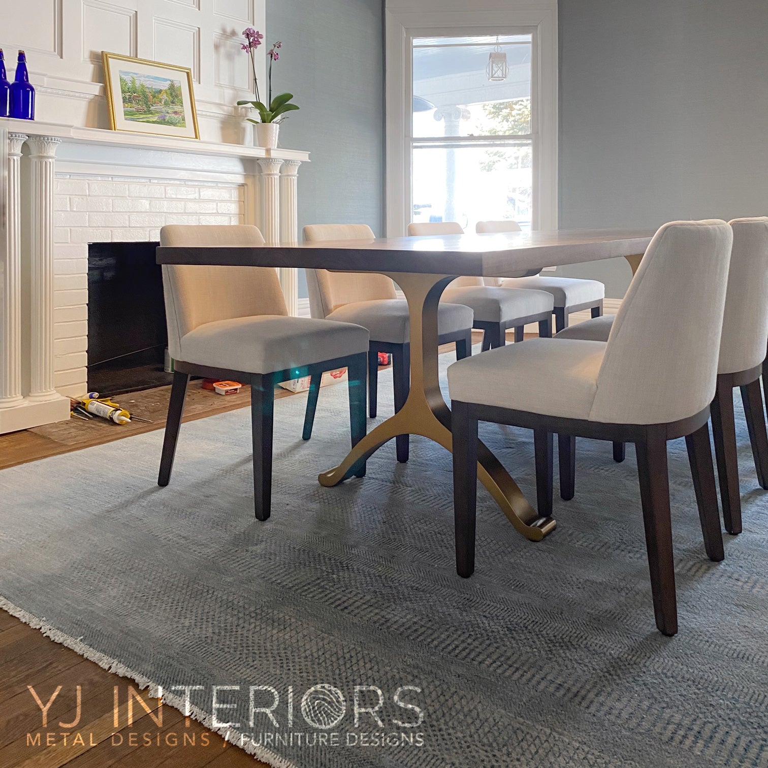 bronze wishbone dining table