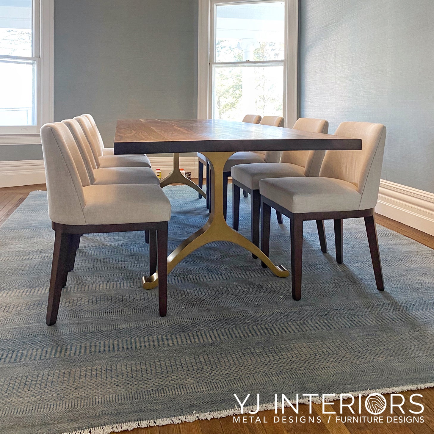 bronze wishbone dining table