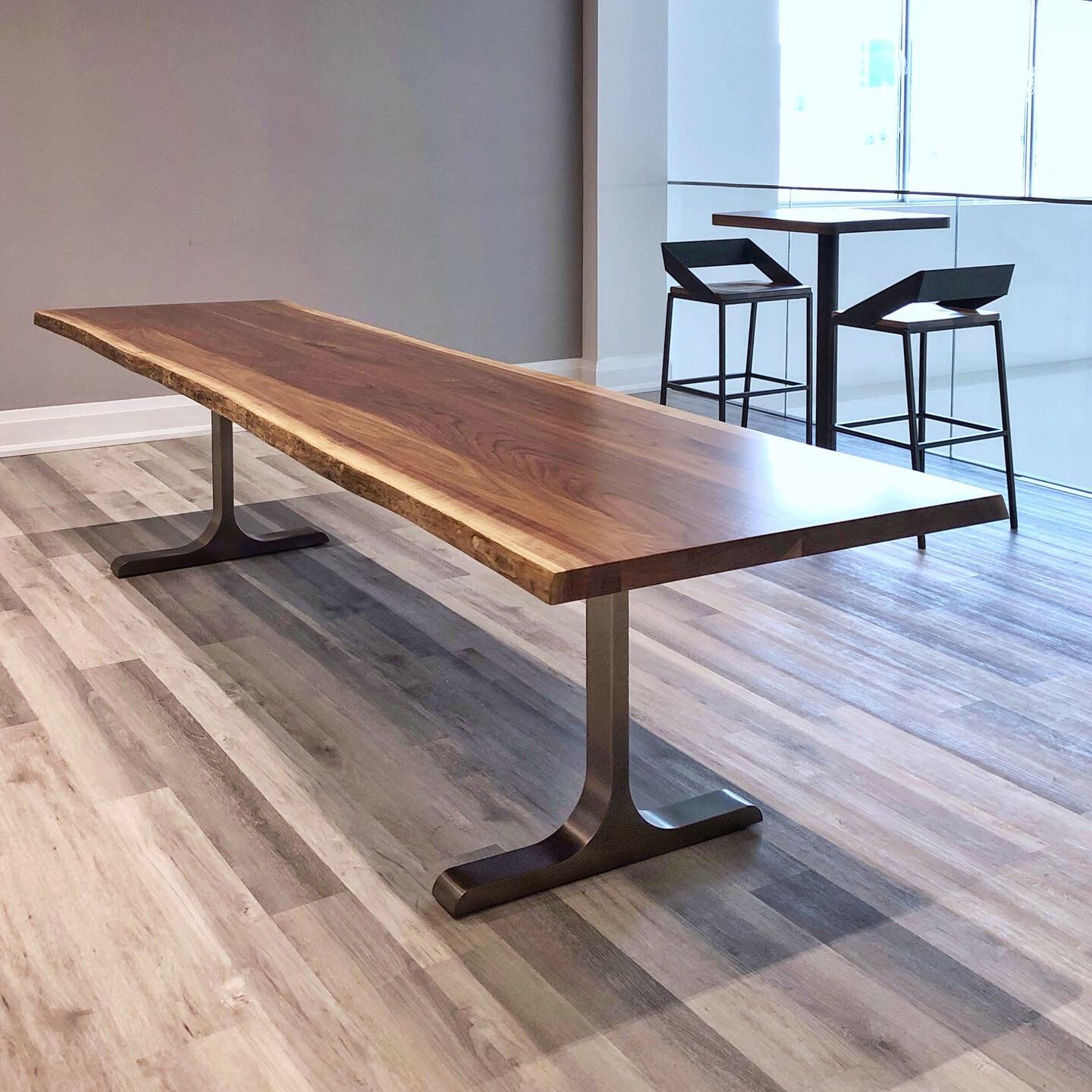 Live Edge Black Walnut Table with Blackened T Legs