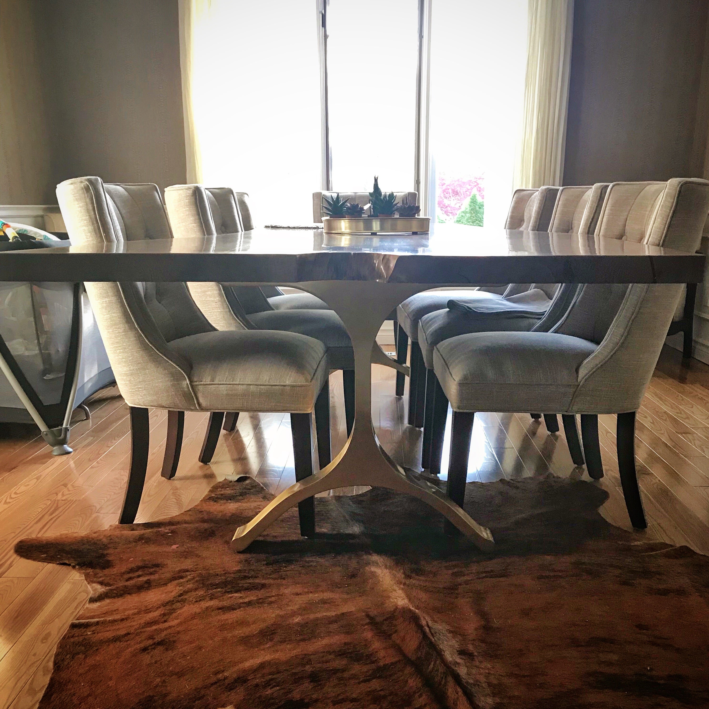 Live Edge Black Walnut Table & Wishbone Legs