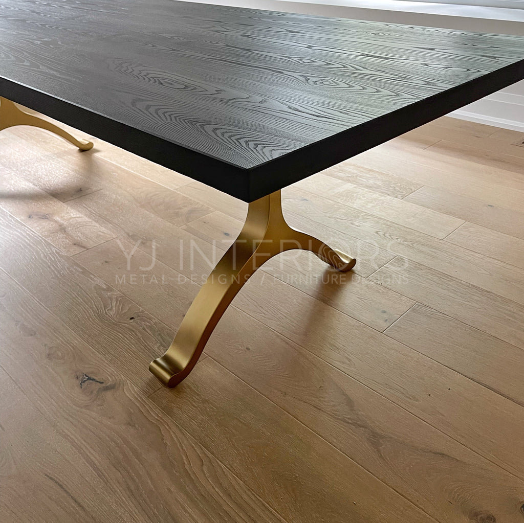 bronze wishbone oak table