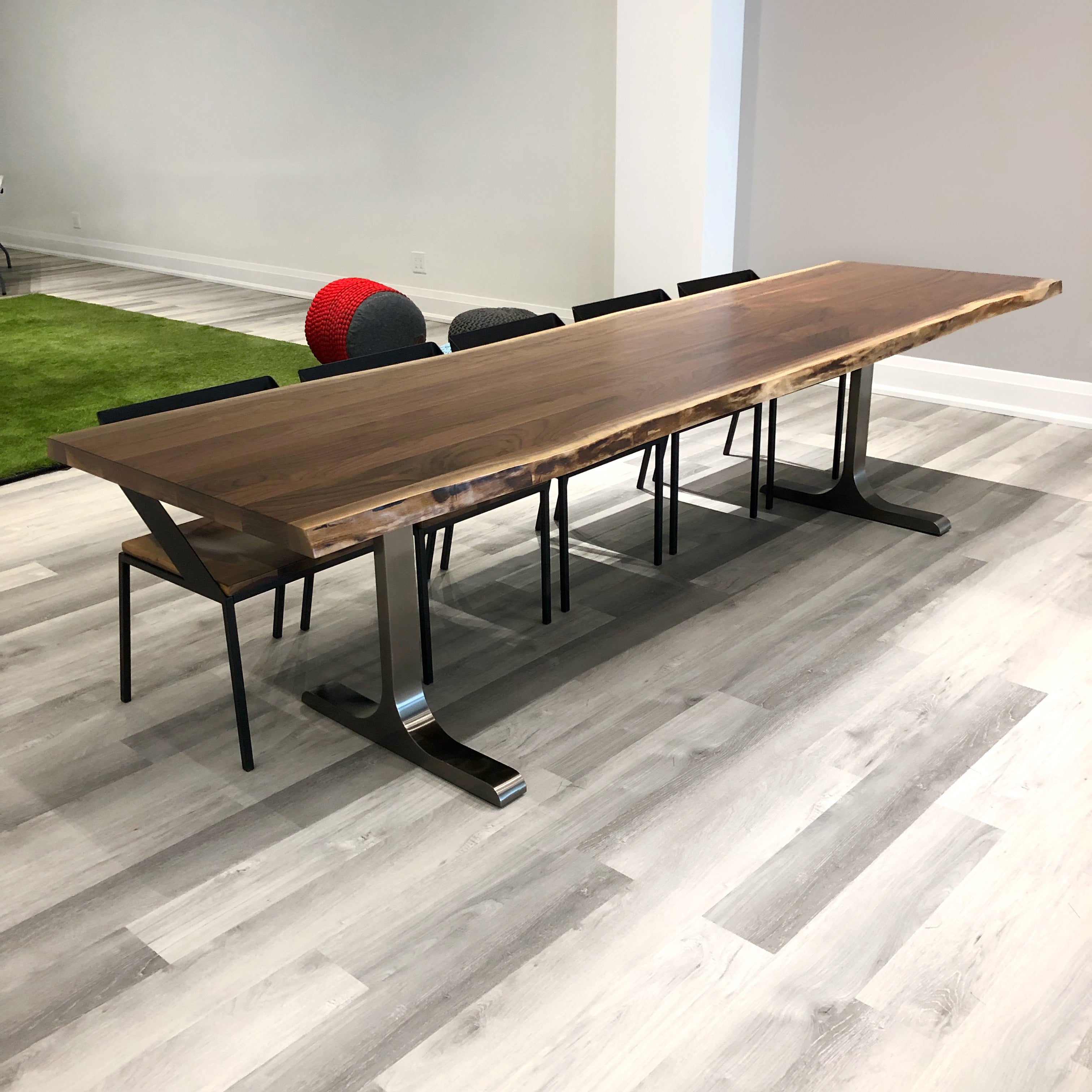 Live Edge Black Walnut Table with Blackened T Legs