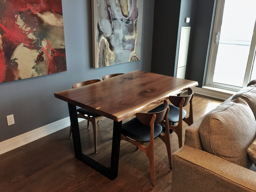 Live Edge Black Walnut Table & Trapezoid Metal Legs