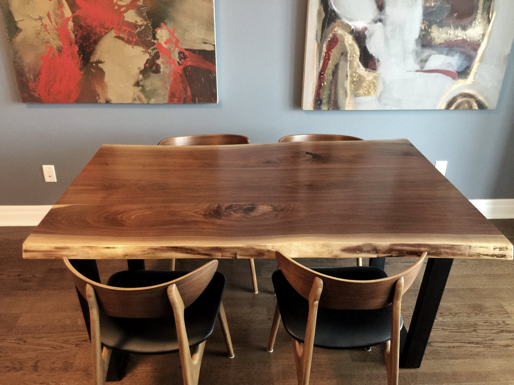 Live Edge Black Walnut Table & Trapezoid Metal Legs