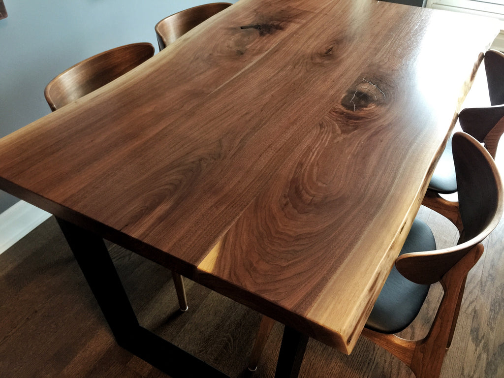 Live Edge Black Walnut Table & Trapezoid Metal Legs