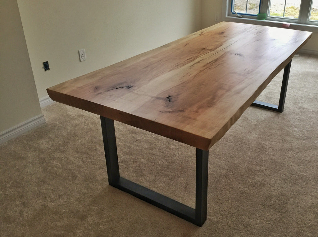 Live Edge Wormy Maple Table & U Metal Legs