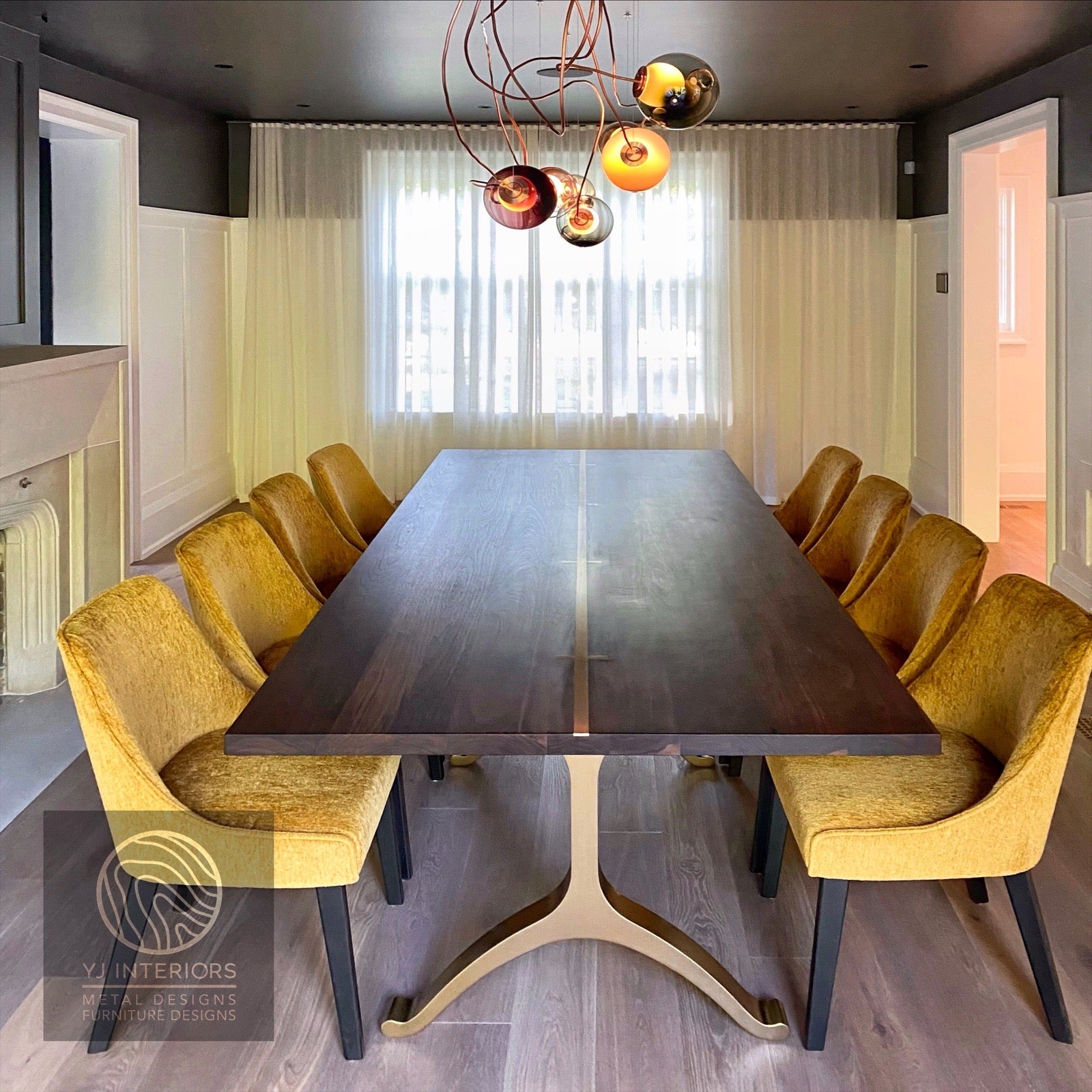 bronze walnut wishbone table