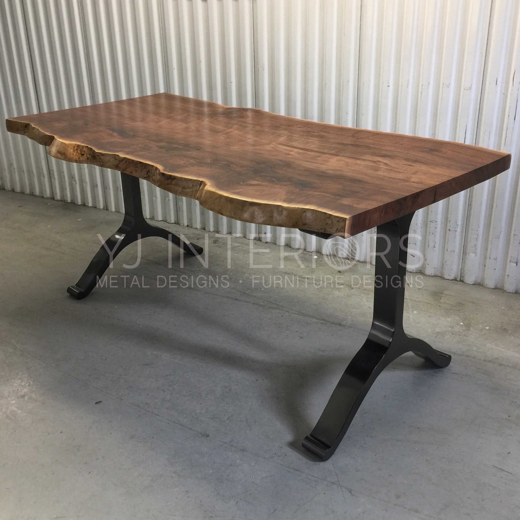 Live Edge Black Walnut Table & Wishbone Legs